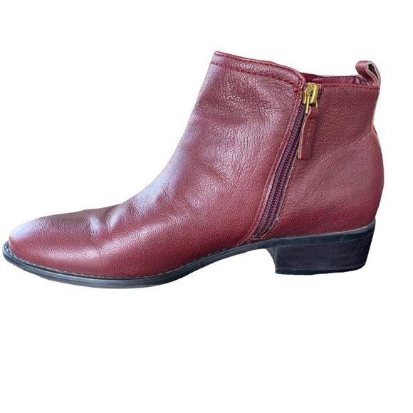 Franco Sarto Cranberry Burgundy Leather Ankle Booties - Picture 4 of 9